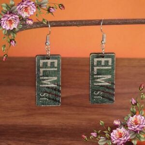 “ Nightmare on‎ Elm street “ Wooden Graphic Print Earrings, Horror Halloween